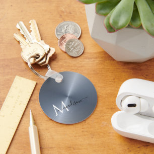 Chaveiro Nome do Script Metálico Radial Silver