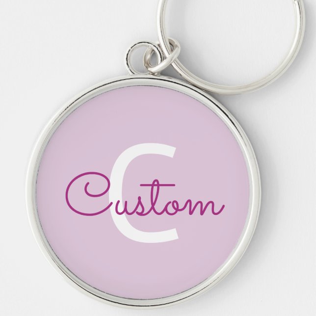 Chaveiro Nome do Script & Monograma | Magenta e Roxo Claro (Frente)