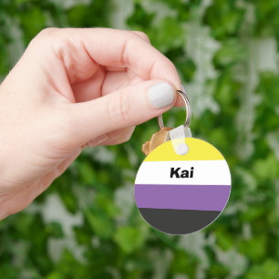 Chaveiro Nome do Sinalizador do Orgulho Não Binário ou Mono