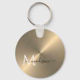 Chaveiro Nome Dourado do Script Metálico Radial