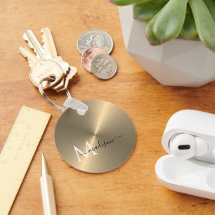 Chaveiro Nome Dourado do Script Metálico Radial