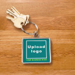Chaveiro Nome e logotipo de empresa, Teal Green Square Prem<br><div class="desc">Chaveiro de cor prateada que você pode personalizar para colocar seu nome de empresa e logotipo. Você pode incluí-lo em seus produtos de promocional, fornecer itens ou presentes aos seus clientes ou clientes para promover seu nome de marca. Um acessório que você pode incluir em seus materiais de marketing para...</div>