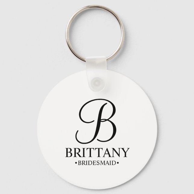 Chaveiro Nome e Monograma da Bridesmaid Personalizada (Frente)
