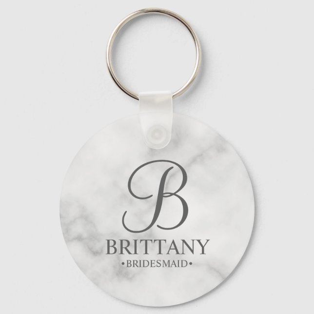 Chaveiro Nome e Monograma da Bridesmaid Personalizada (Frente)