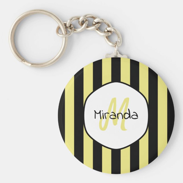 Chaveiro Nome e monograma do padrão do besouro do pepino St (Frente)