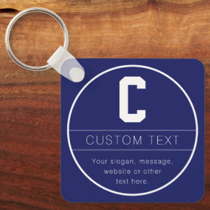 Chaveiro Nome exclusivo e Modelo Monograma   Azul Marinho