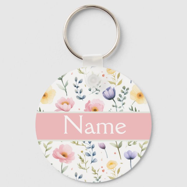 Chaveiro Nome Floral Personalizado (Frente)
