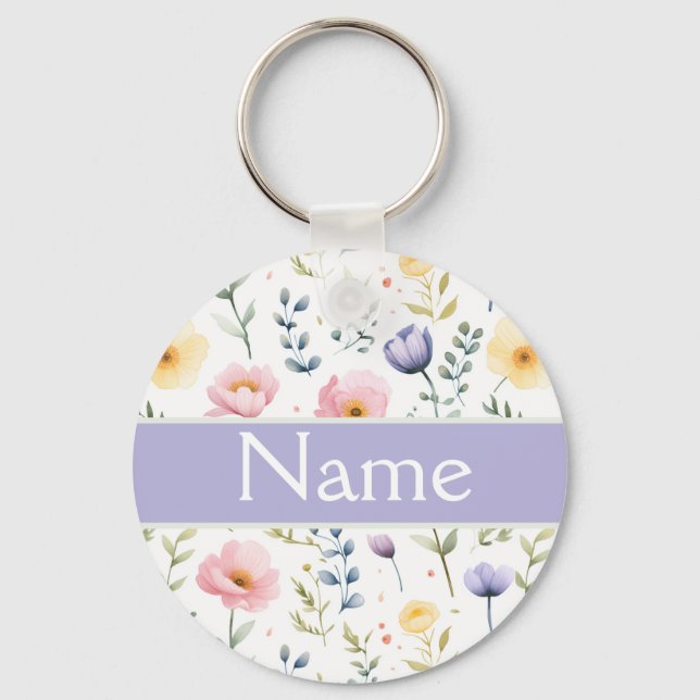 Chaveiro Nome Floral Personalizado (Frente)