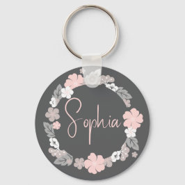 Chaveiro Nome Floral Personalizado Rosa