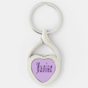Chaveiro Nome Janine Floral Roxo,