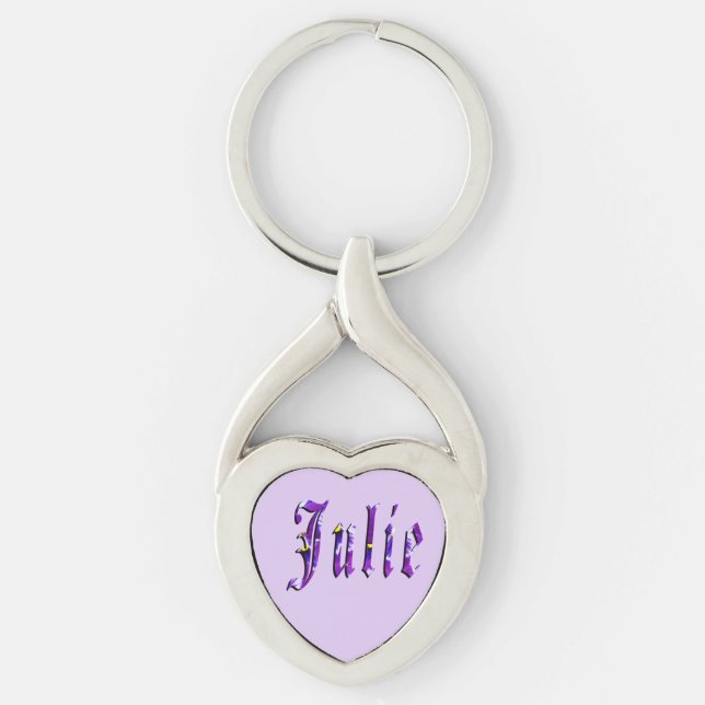 Chaveiro Nome Julieta Roxo Floral (Frente)