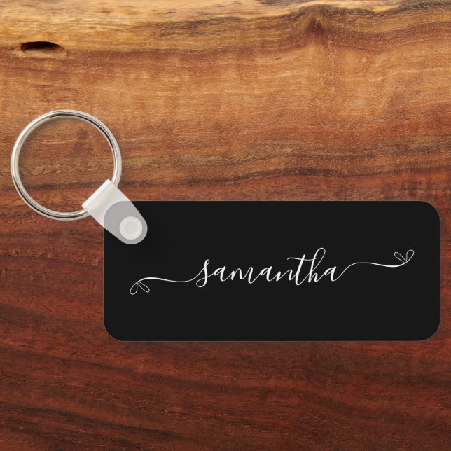 Chaveiro Nome longo da assinatura do Arco branco e preto (Verso)