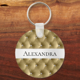 Chaveiro Nome Luxo em Veludo Falso Glam Gold