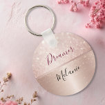 Chaveiro Nome metálico Glittery Rosa Dourado Glam<br><div class="desc">O chaveiro do Zazzle é um acessório metálico de glama rosa dourado que mostra seu nome,  suas iniciais ou qualquer texto que você queira. Seu design personalizado e acabamento de ximersão adicionam um toque de na moda às suas chaves. se precisar de ajuda,  não hesite em me contactar.</div>