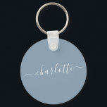 Chaveiro Nome Moderno do Script Azul Elegante Dusty Persona<br><div class="desc">Elegante Dusty Blue Script Name Personalizado Chaveiro</div>