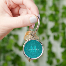 Chaveiro Nome Monograma Personalizado com Brilho Azul