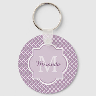 Chaveiro Nome Monogrammed roxo de Quatrefoil da lavanda