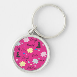 Chaveiro Nome Personalizado Amor Próprio Floral Rosa