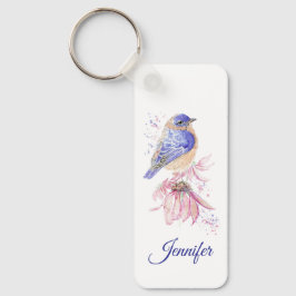 Chaveiro Nome personalizado Aquarela Bluebird Garden Bird A