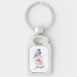 Chaveiro Nome personalizado Aquarela Bluebird Garden Bird A