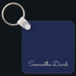 Chaveiro Nome personalizado azul personalizado<br><div class="desc">Chaveiros personalizados de nome personalizado com cores azuis e bege. Personalize-o agora para adicionar seu nome e obter um presente personalizado bonito.</div>