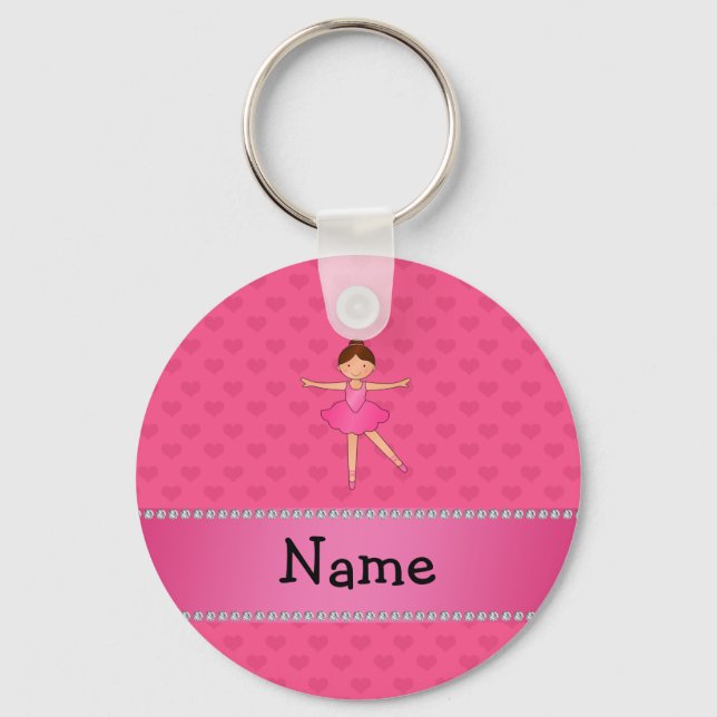 Chaveiro Nome personalizado bailarina cor-de-rosa (Frente)