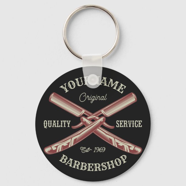 Chaveiro NOME Personalizado Barber Hetero Razor Barbershop (Frente)