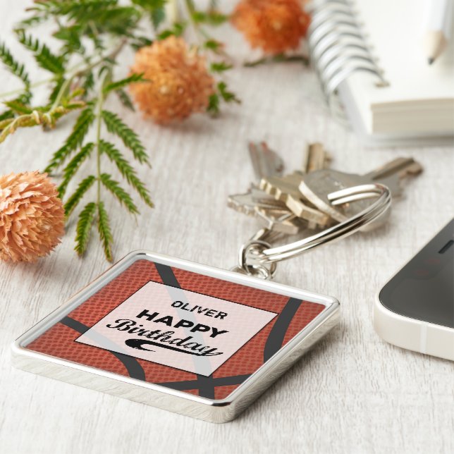 Chaveiro Nome personalizado Basball Ball Grande Grunge Birt (Lateral)