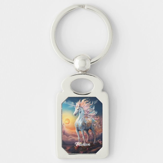 Chaveiro Nome Personalizado Belo Unicórnio (Frente)