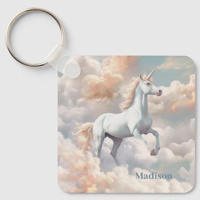 Chaveiro Nome Personalizado Belo Unicórnio (Frente)