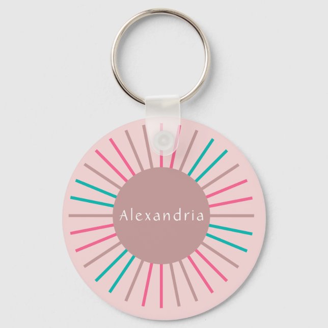 Chaveiro Nome Personalizado Boho Pastel Pink (Frente)