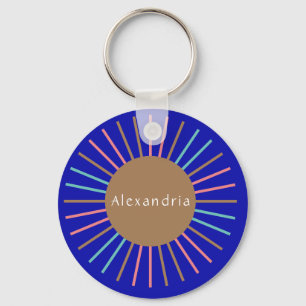 Chaveiro Nome Personalizado Boho Sun Blue
