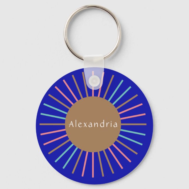 Chaveiro Nome Personalizado Boho Sun Blue (Frente)