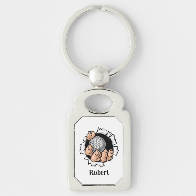 Chaveiro Nome personalizado Bola de golfe engraçada (Frente)