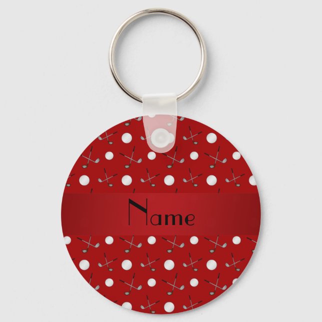 Chaveiro Nome personalizado bolas de golfe vermelhas (Frente)