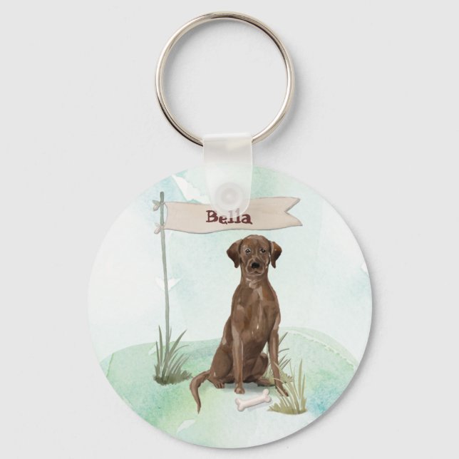 Chaveiro Nome Personalizado Cachorro Labrador Chocolate (Frente)