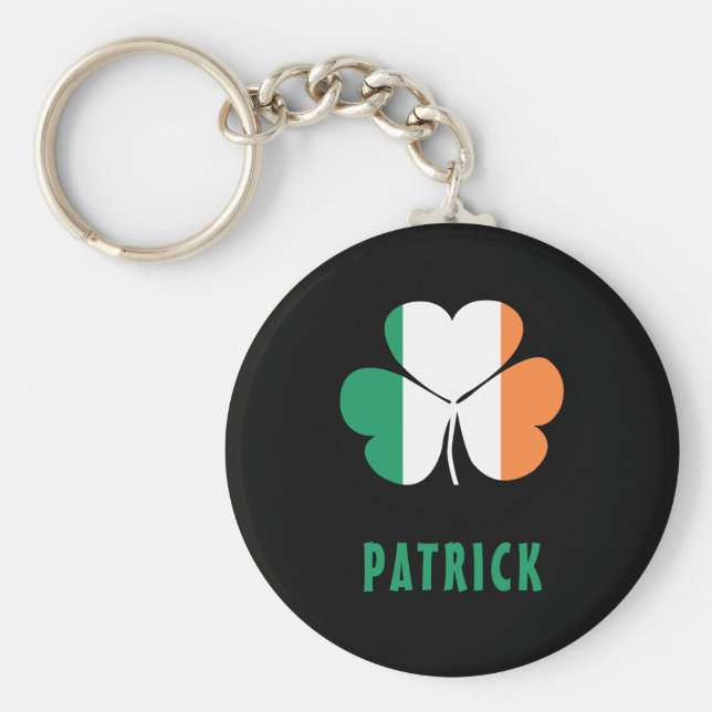 Chaveiro Nome Personalizado Celtic Ireland Shamrock Irish F (Frente)