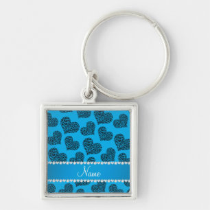 Chaveiro Nome personalizado céu azul-leopardo-azul