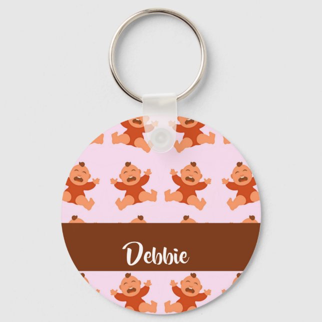 Chaveiro Nome personalizado chorando bebês a rosa (Frente)