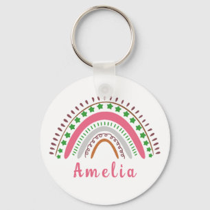 Chaveiro Nome Personalizado com Whimsical Boho Rainbow