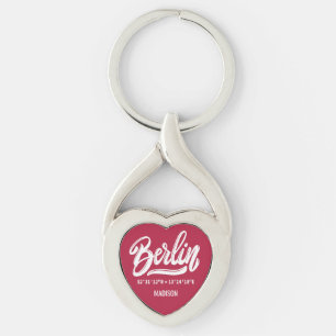 Chaveiro Nome Personalizado & Cor Berlim Alemanha Coordenad