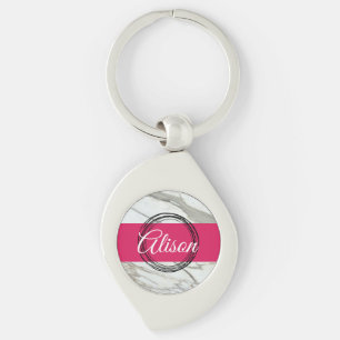 Chaveiro Nome personalizado cor-de-rosa brilhante design m