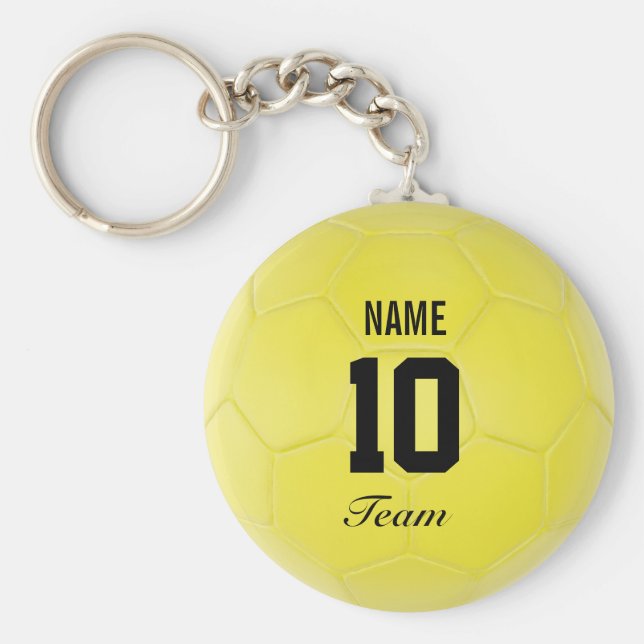 Chaveiro Nome Personalizado da Bola de Futebol de Black Tea (Frente)