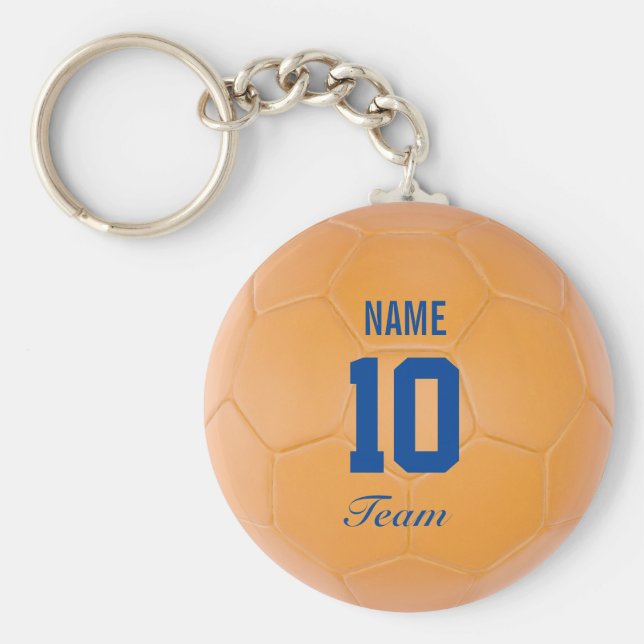 Chaveiro Nome Personalizado da Bola de Futebol do Orange Bl (Frente)