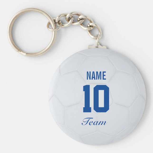 Chaveiro Nome Personalizado da Bola de Futebol do White Blu (Frente)