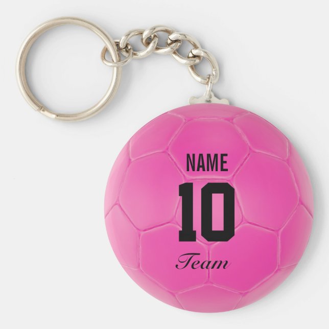 Chaveiro Nome Personalizado da Bola de Futebol Preto Cor-de (Frente)