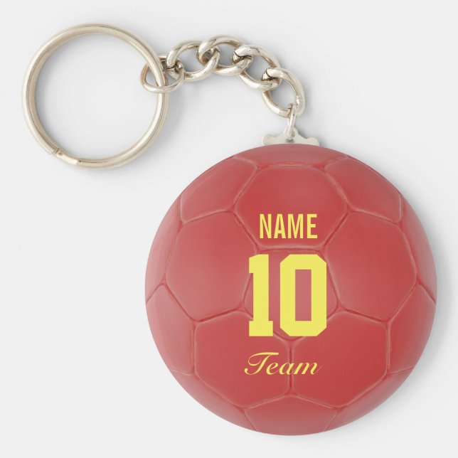 Chaveiro Nome Personalizado da Bola de Futebol Red and Yell (Frente)