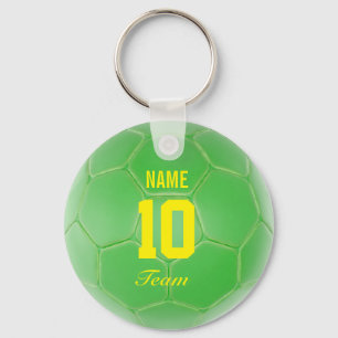 Chaveiro Nome Personalizado da Bola de Futebol Verde Amarel