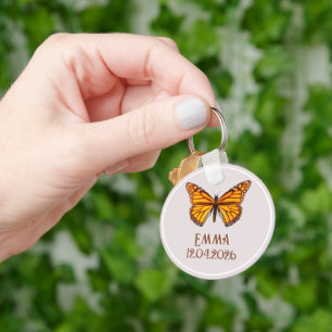 Chaveiro Nome Personalizado da Borboleta Monarca Data Arte