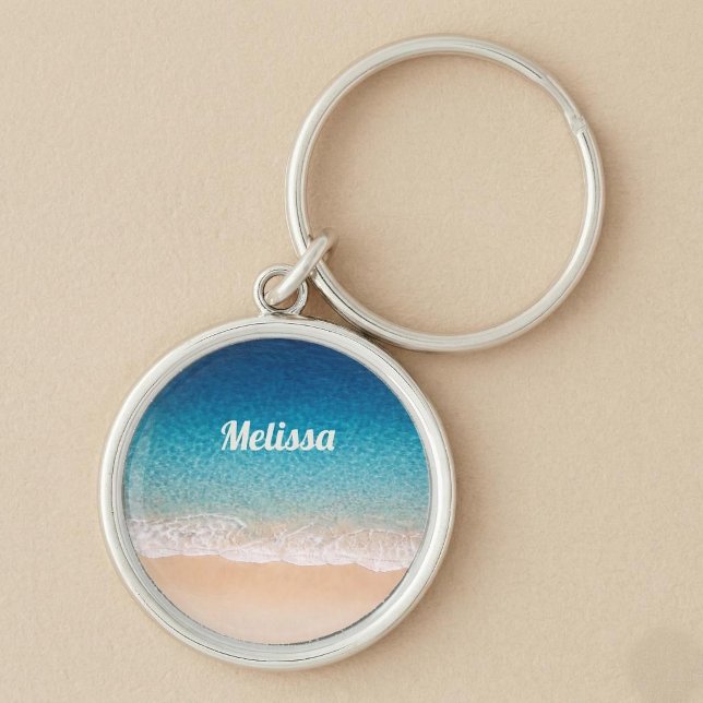Chaveiro Nome Personalizado da Linha de Costa da Praia (Criador carregado)